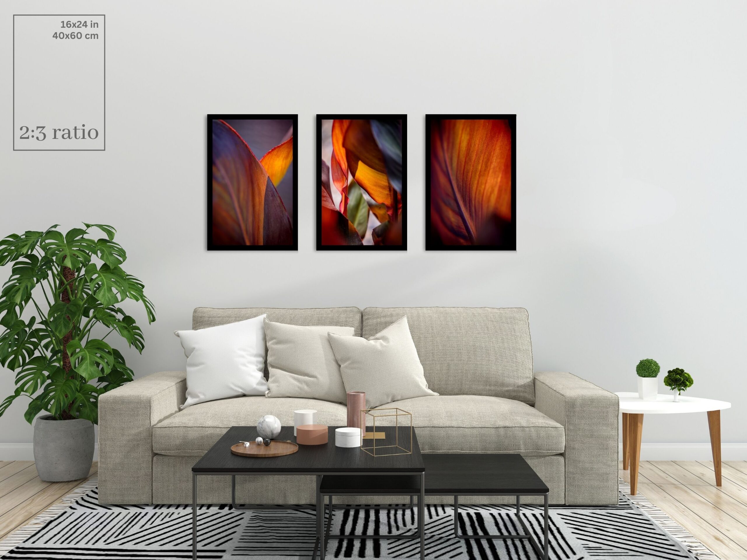 Poniższa tabela rozmiarów pomoże zwizualizować, jak wybrany wydruk będzie wyglądał na ścianie.