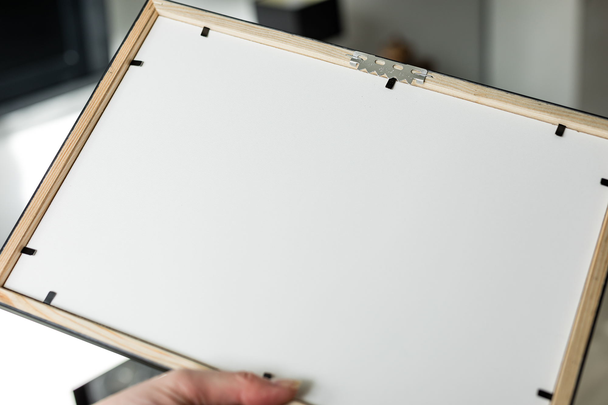 framed canvas wall art print - back