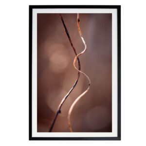 Oprawiony wydruk na płótnie z minimalistycznymi brązowymi abstrakcyjnymi liniami autorstwa Joanny Musiał-Janickiej