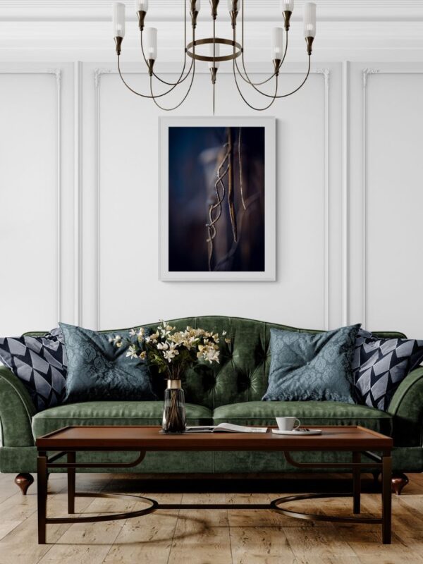 Hope - New Way, Fine Art macro Photography - Joanna Musiał-Janicka, musialjanicka.art (3) Luxurious abstract photography, “Blue Hope – New Way”, is part of a limited edition collectible series, presentation in classic livngroom