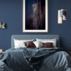 Hope - New Way, Fine Art macro Photography - Joanna Musiał-Janicka, musialjanicka.art (4) Luxurious abstract photography, “Blue Hope – New Way”, is part of a limited edition collectible series, proesentation in navy bedroom