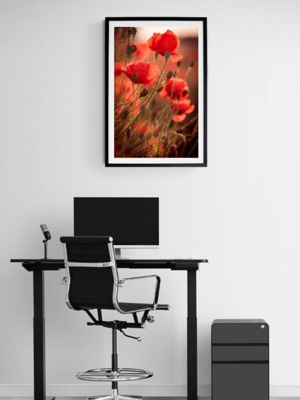 Canvas TheLightFul Maki-Fine Art Fotografia - Joanna Musiał-Janicka, musialjanicka.art (2) Płótno fotograficzne Fine Art przedstawiające czerwone kwiaty z naturalnymi teksturami i subtelnym tłem, gotowe do powieszenia w domu lub butiku