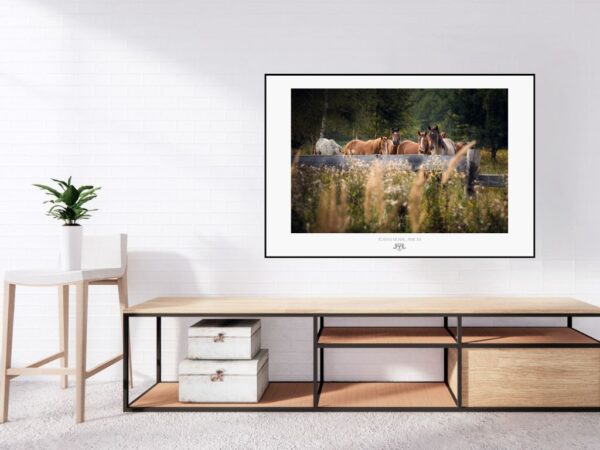 Wild horses photography print in soft muted green tones – Abundance of Horses