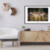Limited edition wild horses photography print in muted green for calm interiors