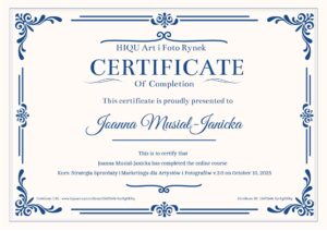 Certyfikat Mindset kurs HIQU Art i Foto Rynek