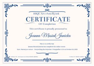 Certyfikat Narracja na rynku sztuki kurs HIQU Art i Foto Rynek
