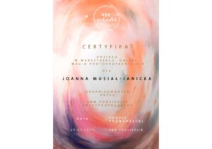 certyfikat Ann Podsiedlik 'Magia Photoshopa' JOANNA MUSIAŁ- JANICKA