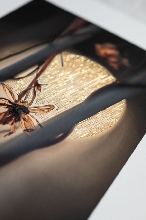 Yellow Circle of Hope, archival pigment print with metallic-thread embroidery